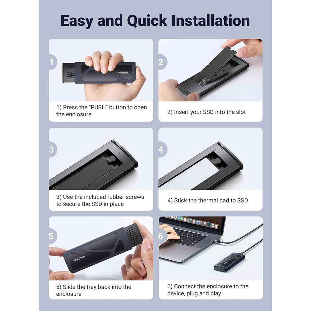 Rack UGREEN CM578 pro SSD M.2 NVMe, šedý