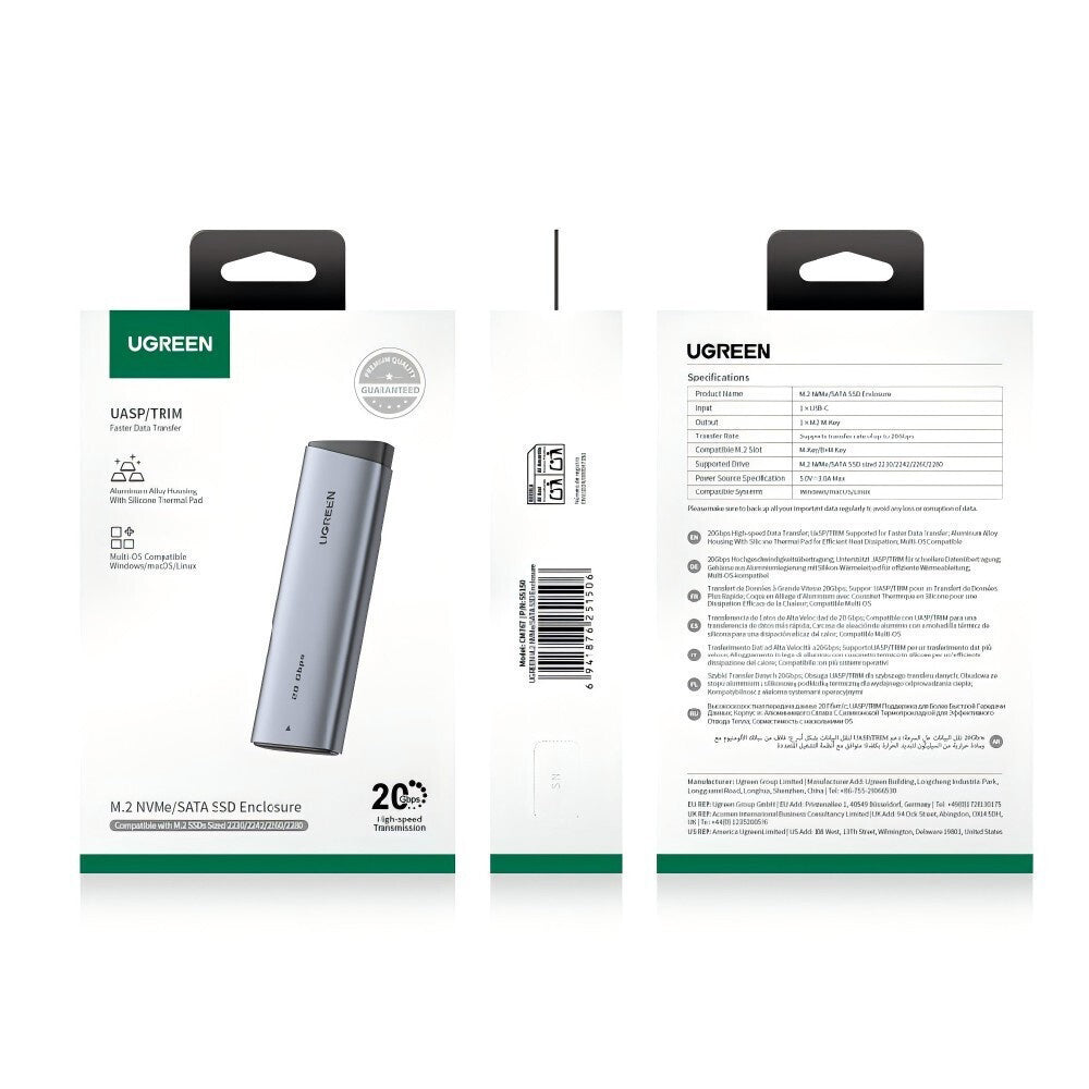 Rack UGREEN CM767 (55150) pro SSD M.2 NVMe, šedý