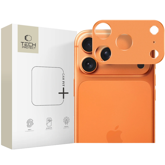 Ochranný rámek zadní kamery Tech-Protect Camalloy Fit+ pro Apple iPhone 17 Pro Max, Hliník, Oranžová