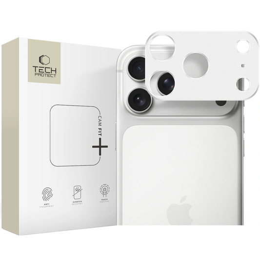 Ochranný rámek zadní kamery Tech-Protect Camalloy Fit+ pro Apple iPhone 17 Pro, Hliník, Stříbrný