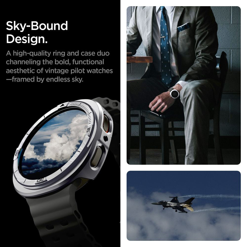 Ochranný rámek Spigen Tune Pro Pilot pro Samsung Galaxy Watch8 44mm, Stříbrný ACS10011