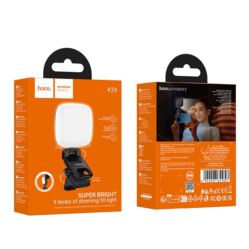 Selfie Light HOCO K29, Univerzální, Černá