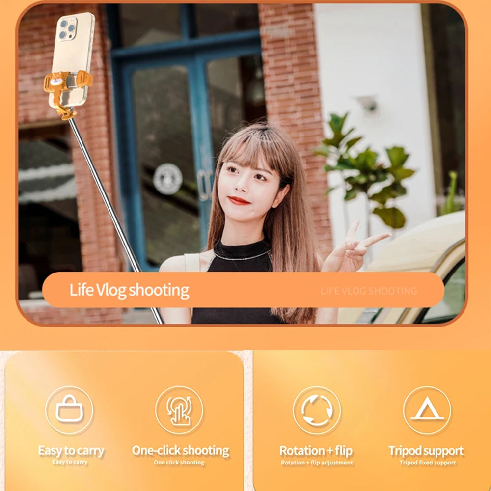 Selfie Stick Bluetooth Techsuit KT01, Univerzální, Oranžový