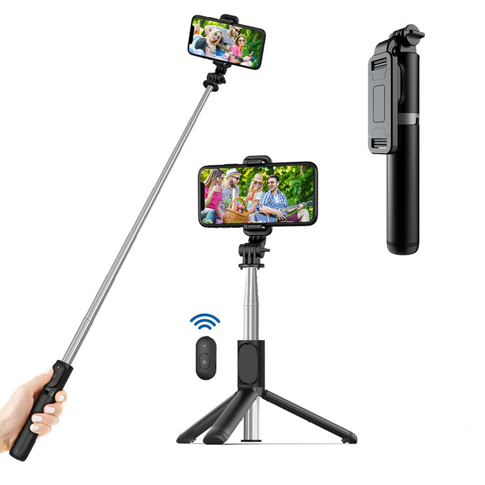 Selfie Stick Bluetooth Techsuit Q01, Univerzální, Černý