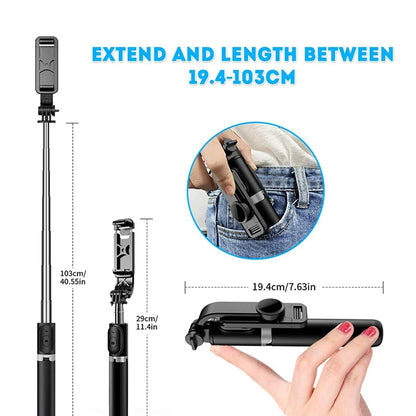 Selfie Stick Bluetooth Techsuit Q02, Univerzální, Černý