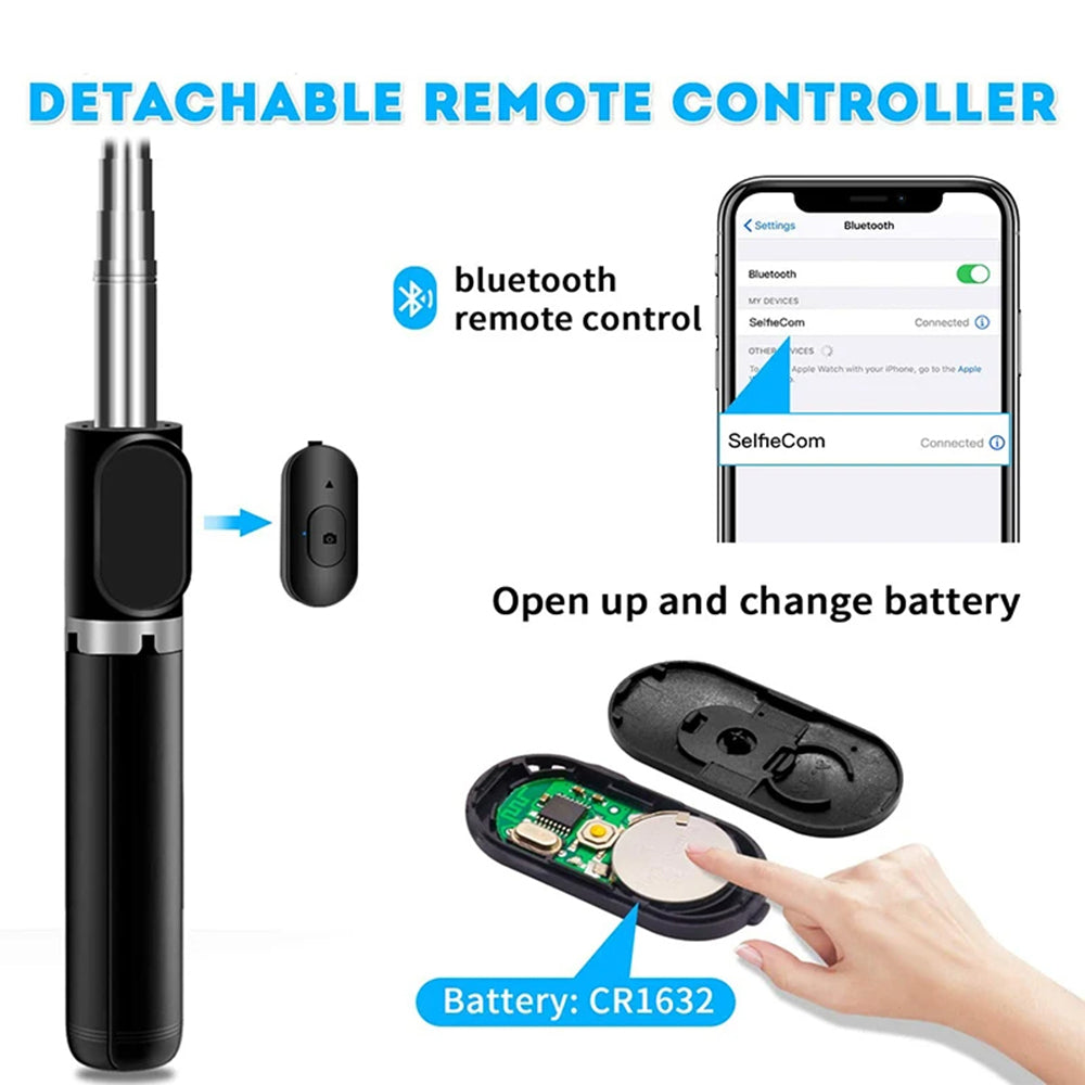 Selfie Stick Bluetooth Techsuit Q02, Univerzální, Černý