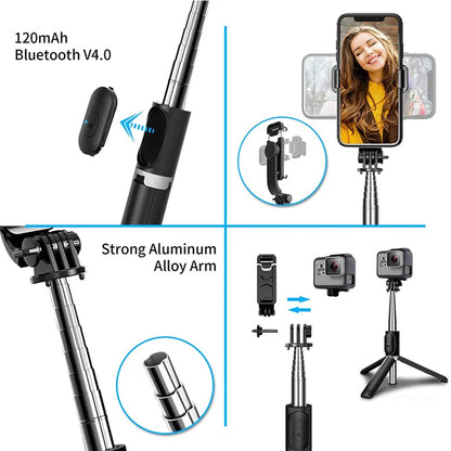 Selfie Stick Bluetooth Techsuit Q02, Univerzální, Černý