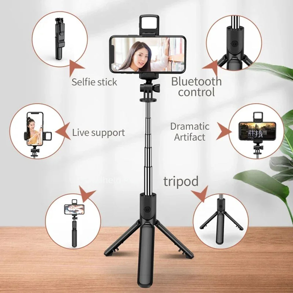 Selfie Stick Bluetooth Techsuit S03-S, Univerzální, Černý