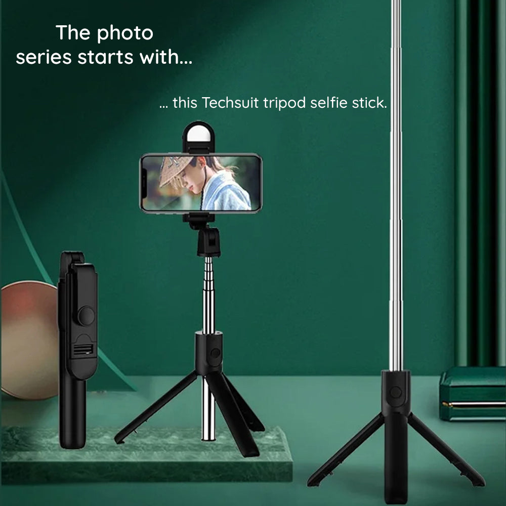 Selfie Stick Bluetooth Techsuit S05-S, Univerzální, Černý