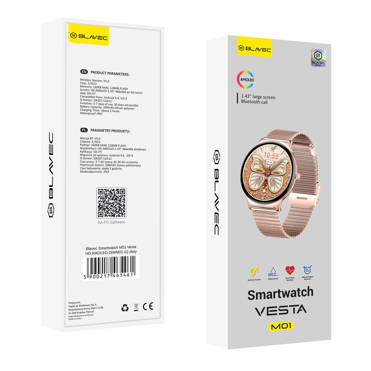 Smartwatch Blavec M01 Vesta Call, Rose Gold