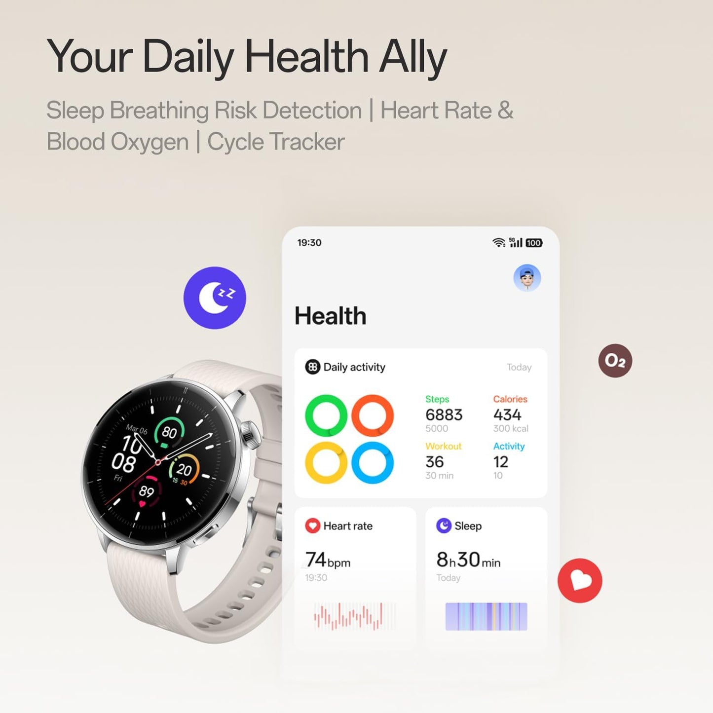 Smartwatch OnePlus Watch 3, 43mm, Stříbrný 5491100422