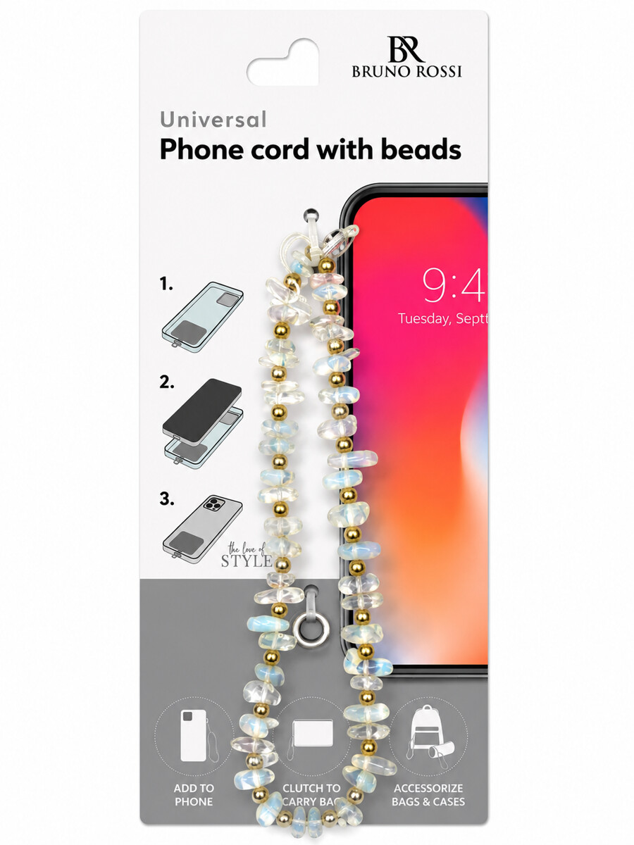Šňůrka na telefon s korálky Bruno Rossi BT-18, vícebarevná