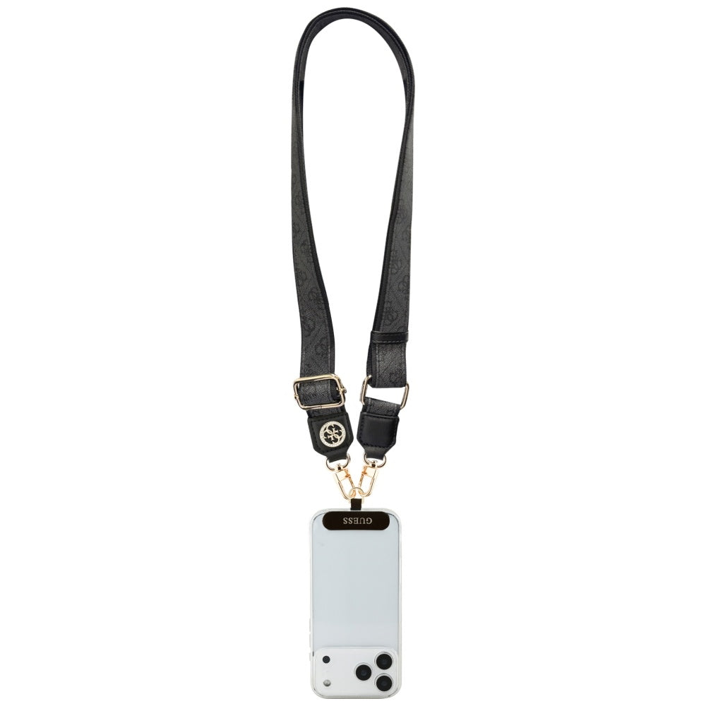 Šňůrka na telefon Guess 4G Strass Metal Logo, Černá