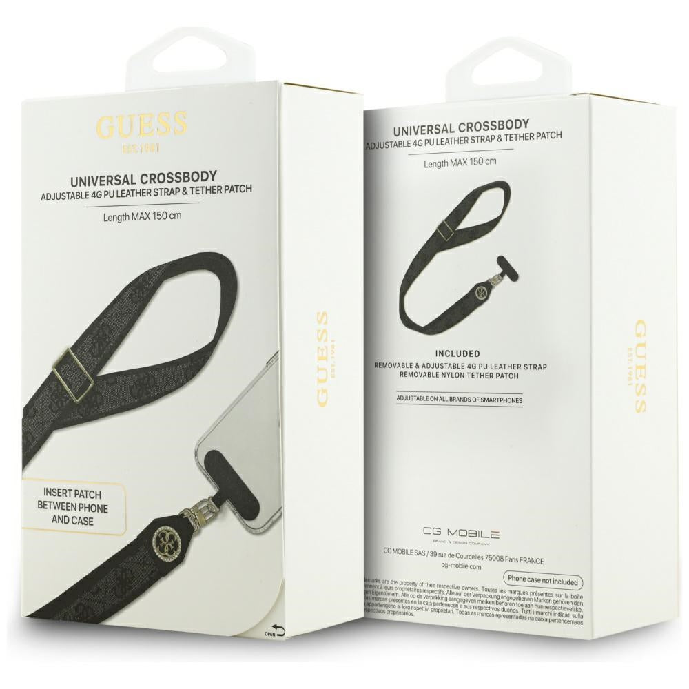 Šňůrka na telefon Guess 4G Strass Metal Logo, Černá