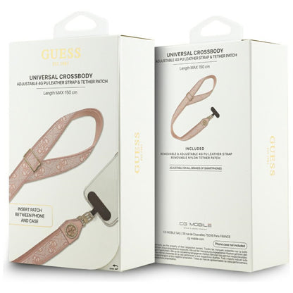 Šňůrka na telefon Guess 4G Strass Metal Logo, Růžová