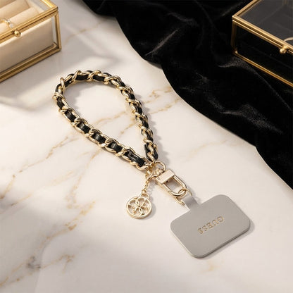 Šňůrka na telefon Guess Saffiano 4G Charm, Černá
