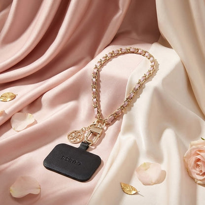 Šňůrka na telefon Guess Saffiano 4G Charm, Černá