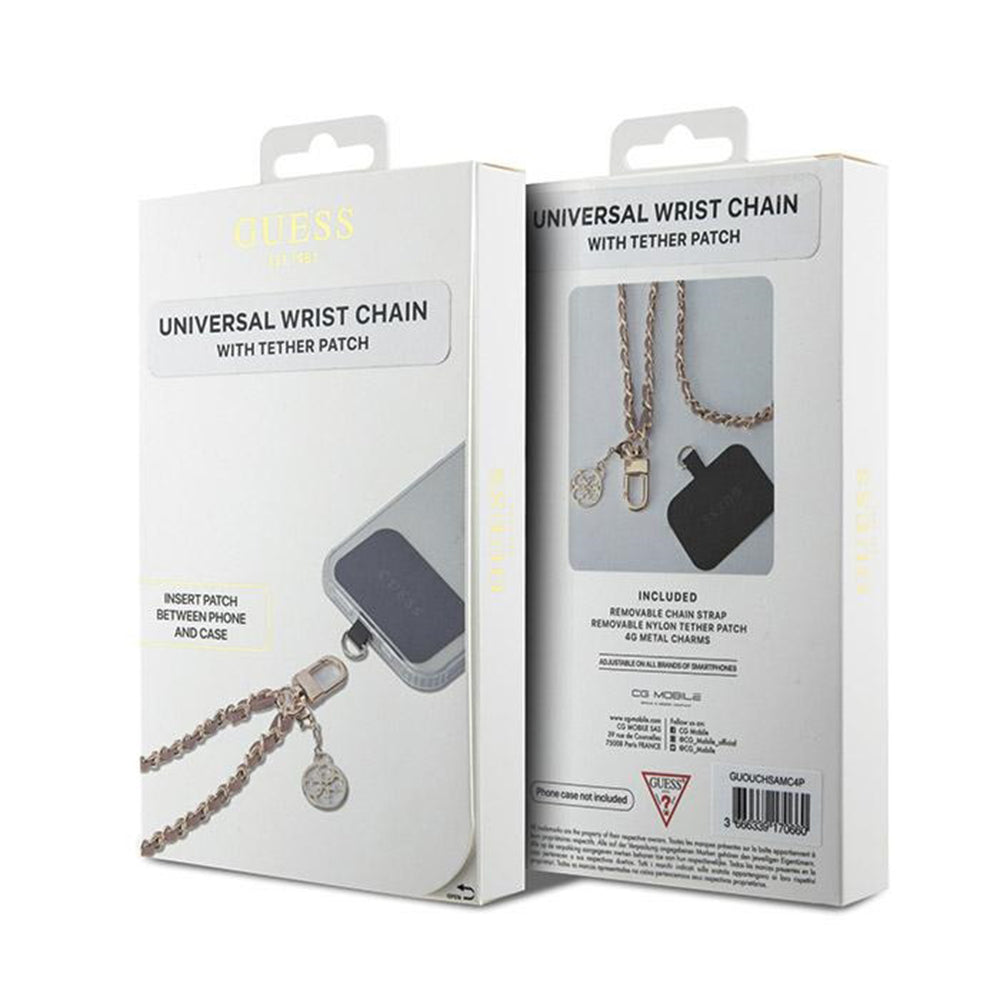 Šňůrka na telefon Guess Saffiano 4G Charm, Černá