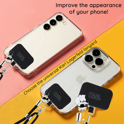 Šňůrka na telefon Karl Lagerfeld Ikonik Karl, Univerzální, Černá