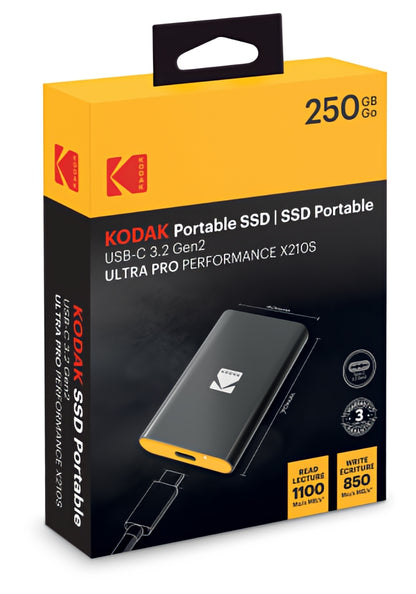 Solid State Drive (externí SSD) Kodak X210S, 250GB, černý EKSSD250GX210SK
