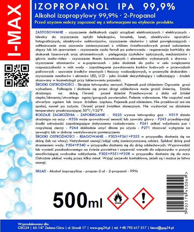 Čisticí sprej s izopropylalkoholem GSG24 I-Max, 500ml