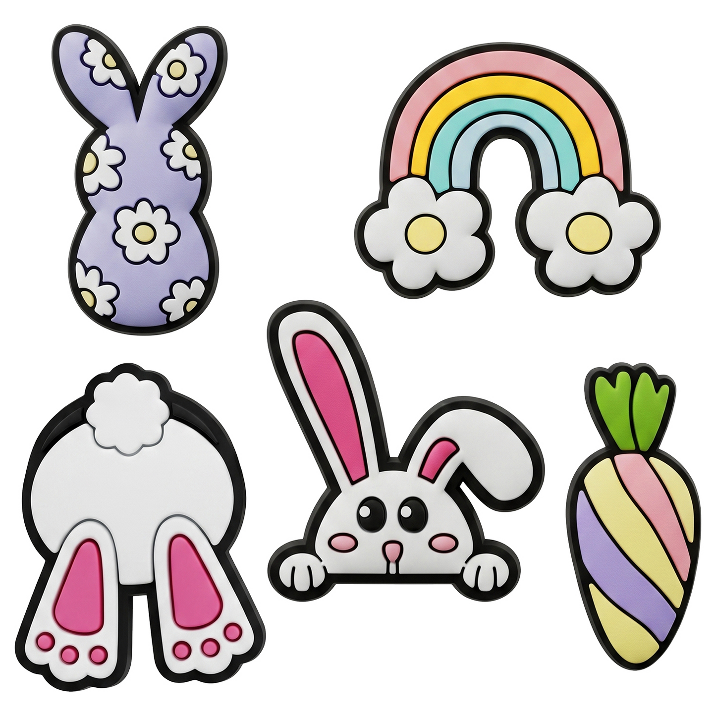 3D OEM Bunny nálepka na kryt telefonu / tabletu, sada 5 kusů, vícebarevná