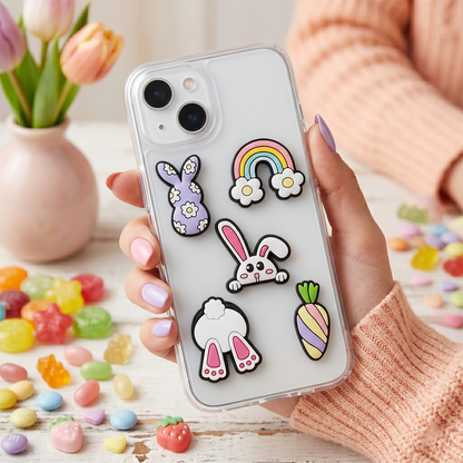 3D OEM Bunny nálepka na kryt telefonu / tabletu, sada 5 kusů, vícebarevná