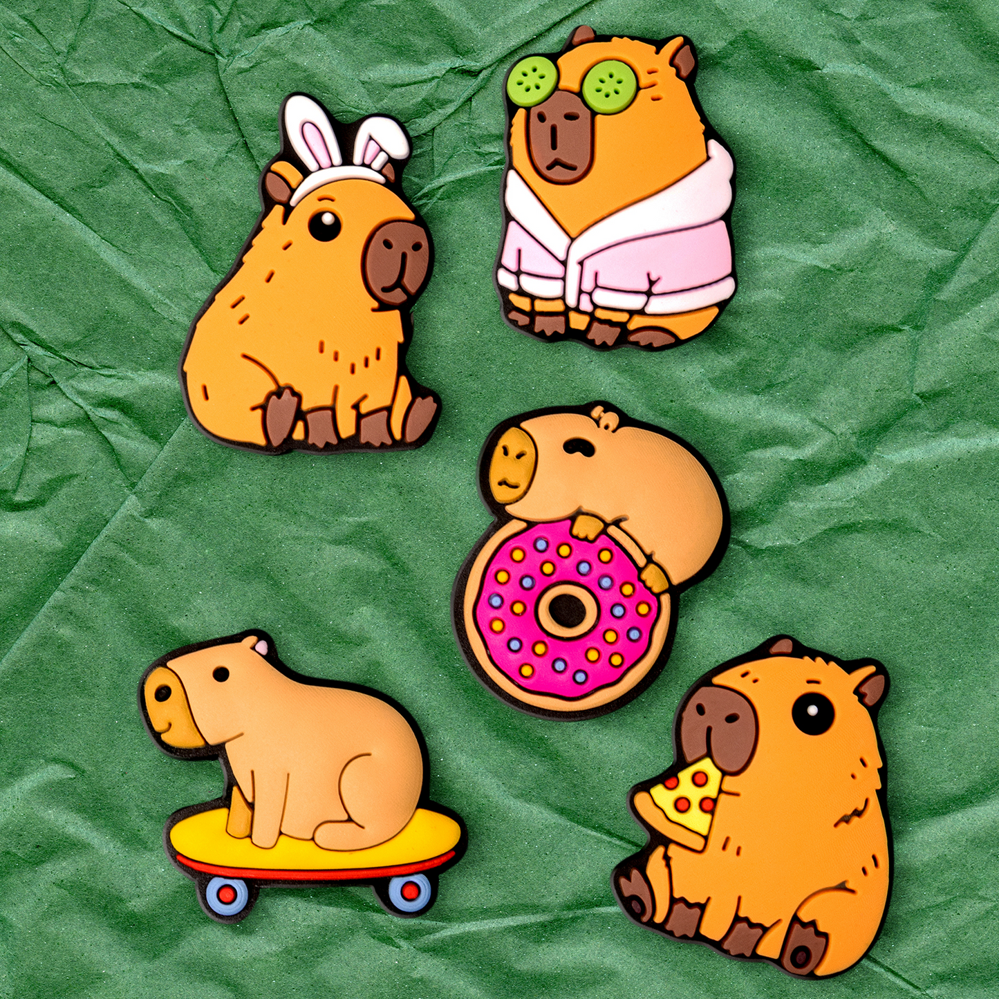 3D OEM nálepka Capybara pro kryt telefonu / tabletu, sada 5 kusů, vícebarevná