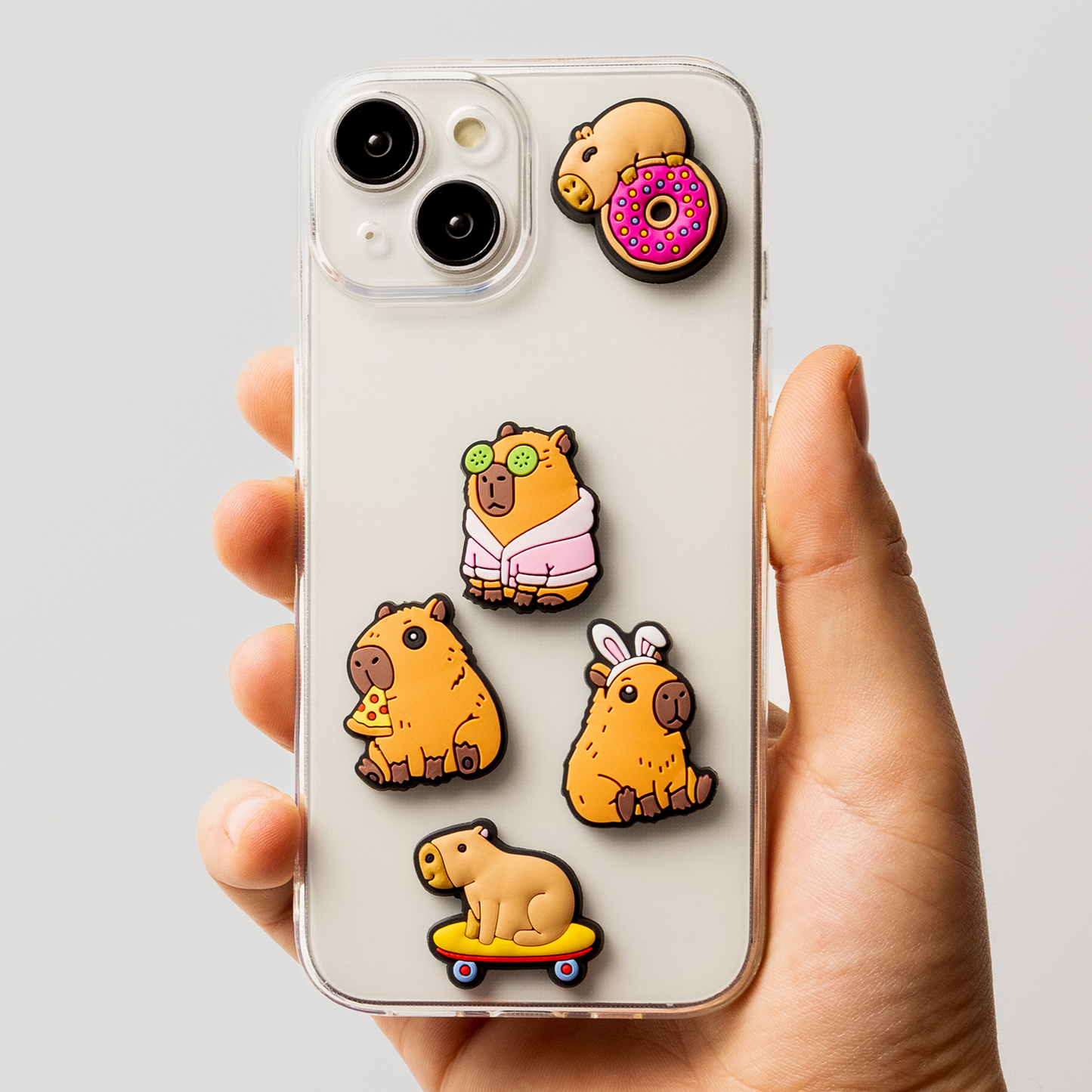 3D OEM nálepka Capybara pro kryt telefonu / tabletu, sada 5 kusů, vícebarevná