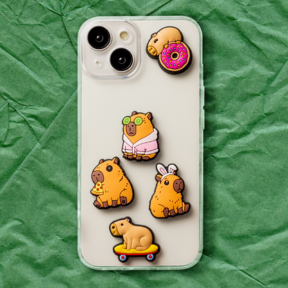3D OEM nálepka Capybara pro kryt telefonu / tabletu, sada 5 kusů, vícebarevná