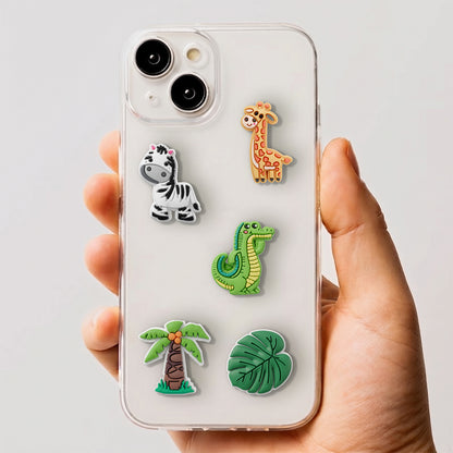 3D OEM Jungle nálepka na kryt telefonu / tabletu, sada 5 kusů, vícebarevná
