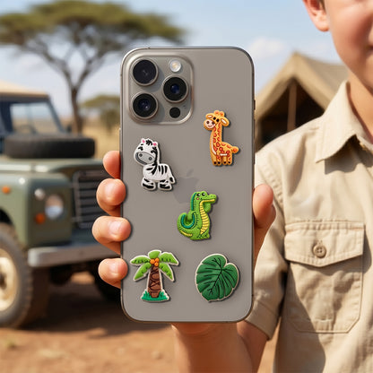 3D OEM Jungle nálepka na kryt telefonu / tabletu, sada 5 kusů, vícebarevná