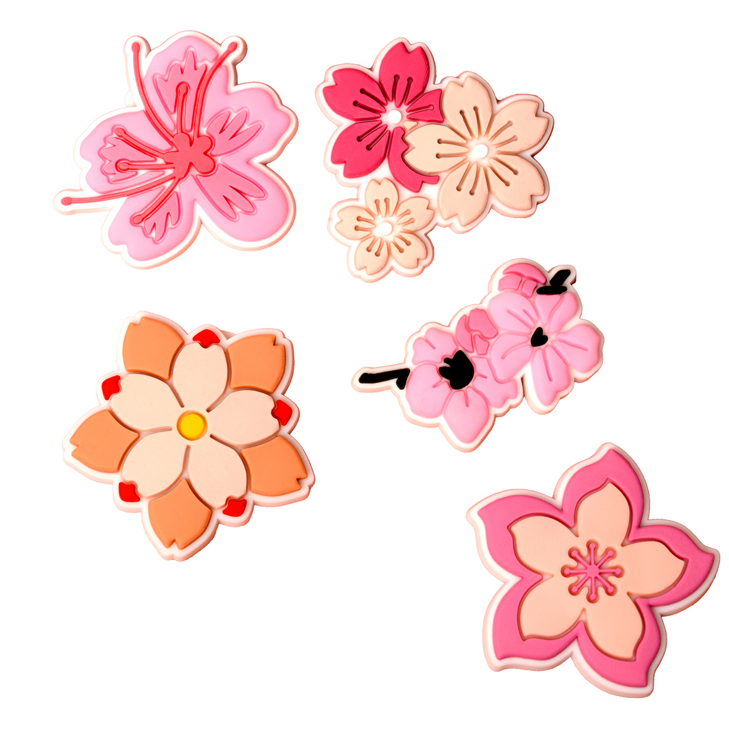 3D OEM nálepka Pink Blossom pro kryt telefonu / tabletu, sada 5 kusů, vícebarevná