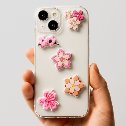 3D OEM nálepka Pink Blossom pro kryt telefonu / tabletu, sada 5 kusů, vícebarevná