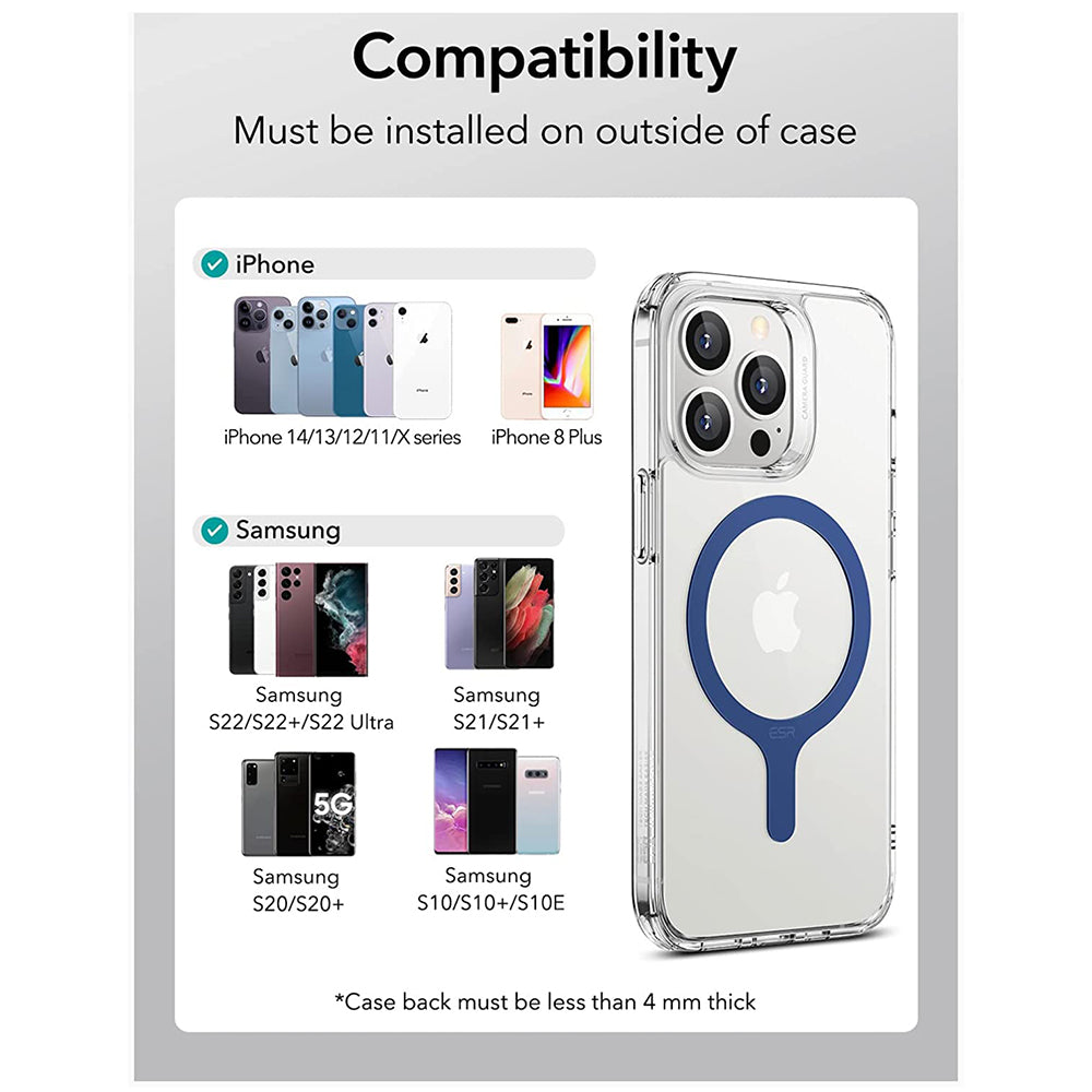 Kovová nálepka ESR HaloLock, sada 2 kusy, modrá