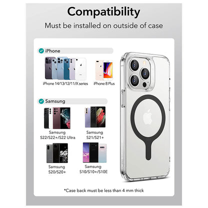 Kovová nálepka ESR HaloLock, sada 2 kusy, černá.