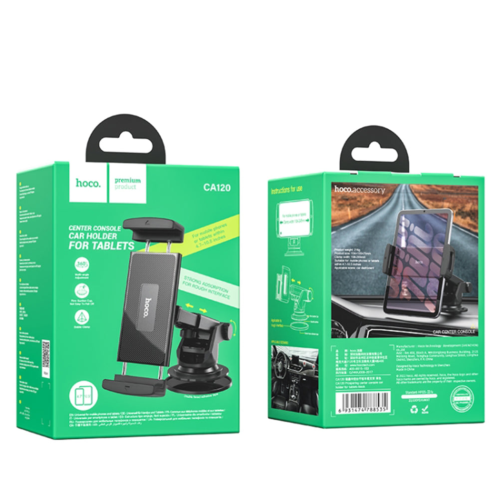 Auto držák HOCO CA120 pro telefon / tablet, 4,7 palce - 10,5 palce, černý