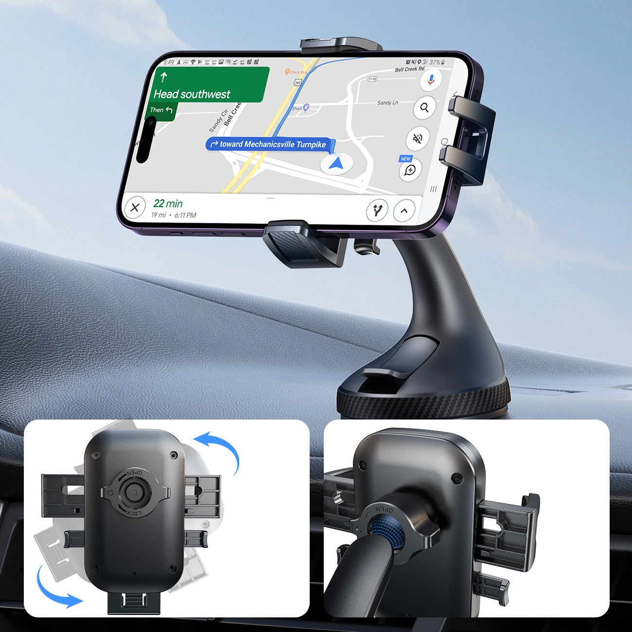 Joyroom JR-OK6 Dash Car Holder, 4.7inch - 6.8inch, Black