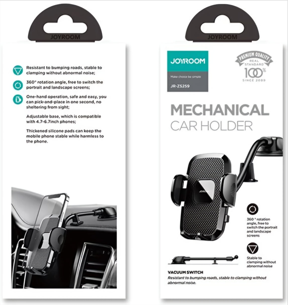 Auto držák Joyroom JR-ZS259 Dash, 4.7inch - 6.9inch, Černý