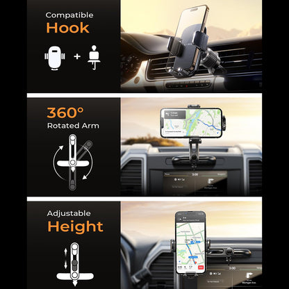 Auto držák Lisen 2v1, 4.7inch - 7.2inch, Černý YL0222040016