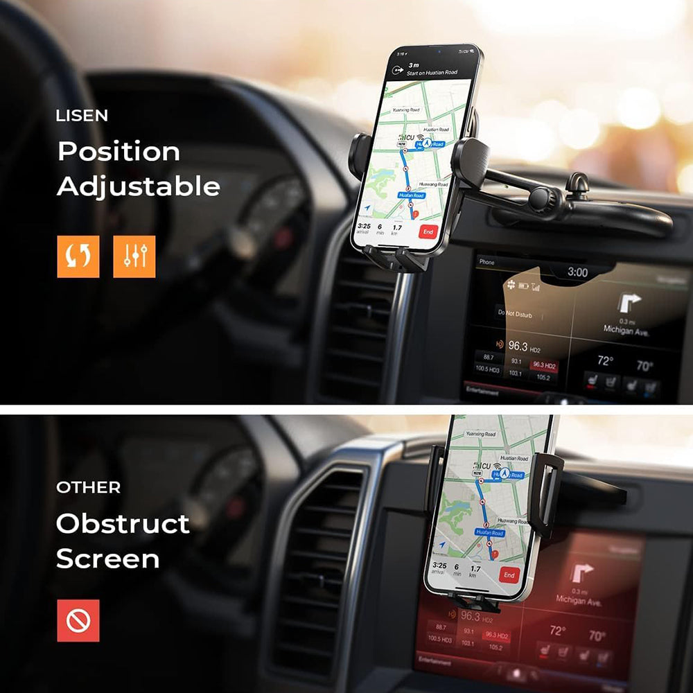 Auto držák Lisen 2v1, 4.7inch - 7.2inch, Černý YL0222040016