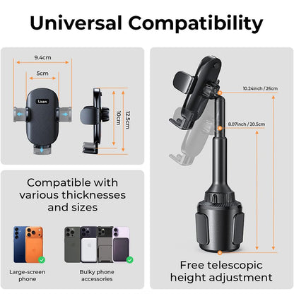 Držák do auta Lisen, 4.7inch - 7.2inch, Černý YL0220100001