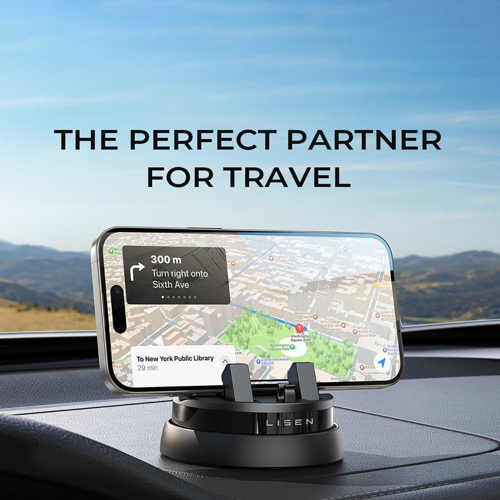 Auto držák Lisen pro Telefon / Tablet s tloušťkou 6mm - 13mm, Černý YL0224060015