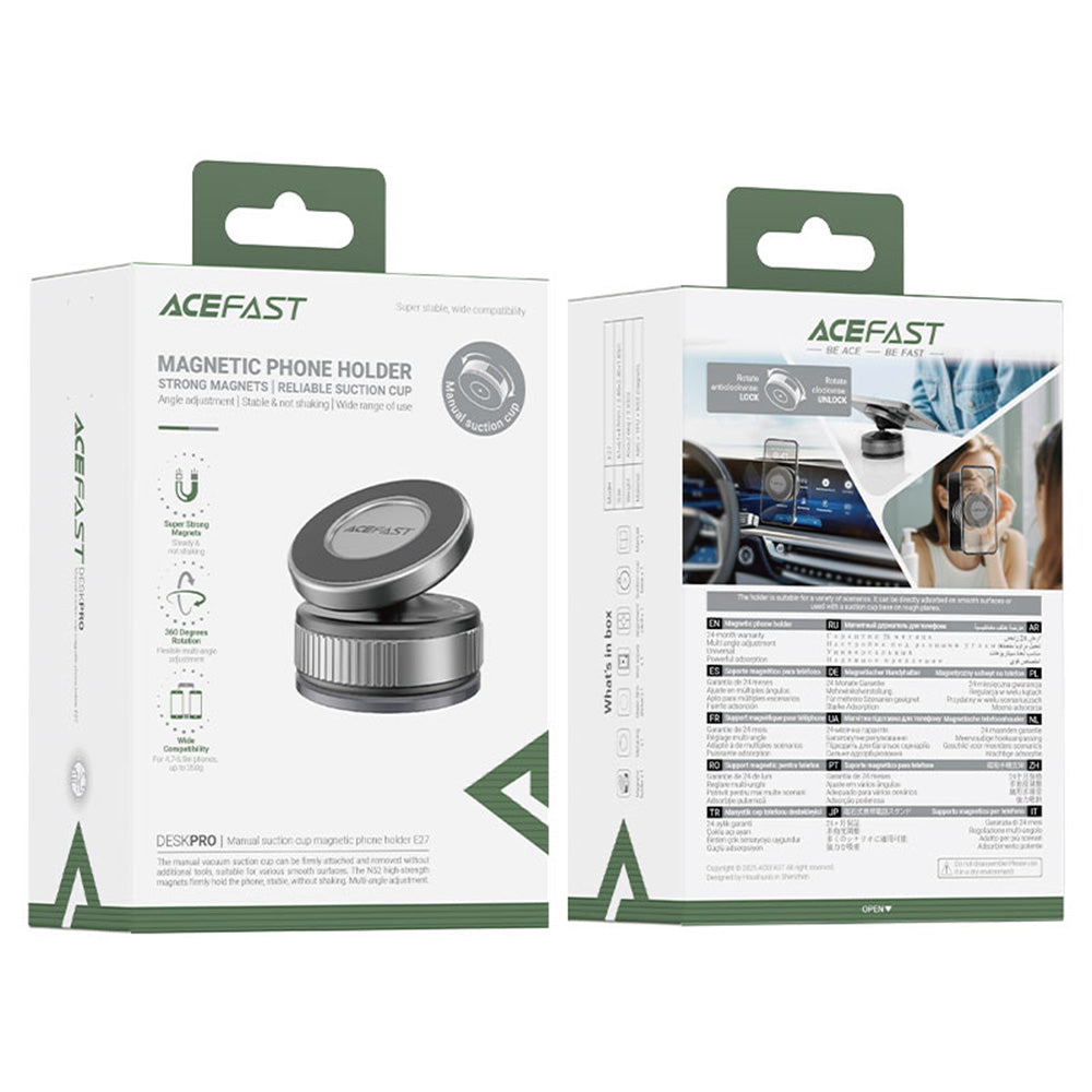 Magnetický držák do auta Acefast E27, Univerzální, Šedý