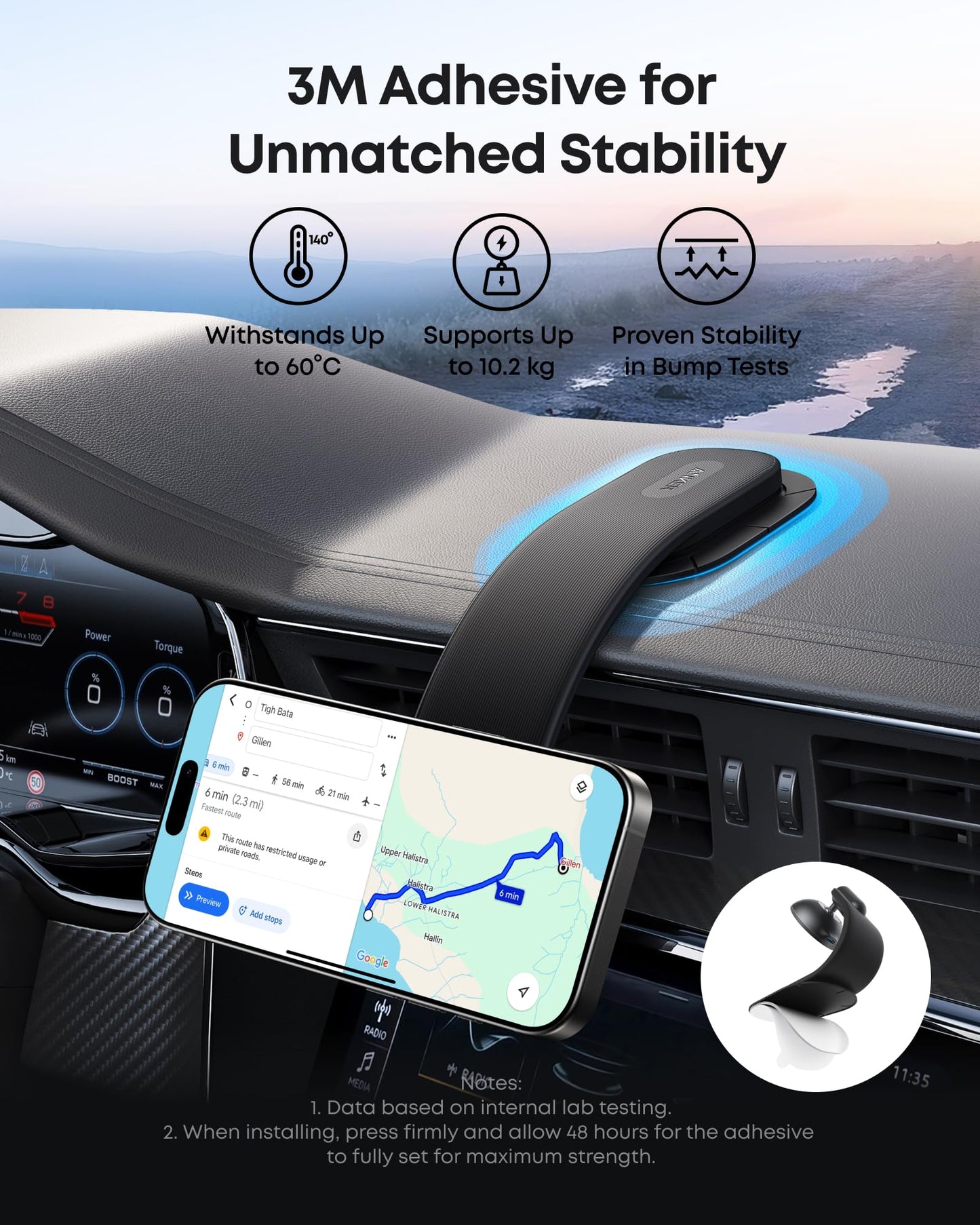 Magnetický držák do auta Anker Nano, Univerzální, Černý A9110H11