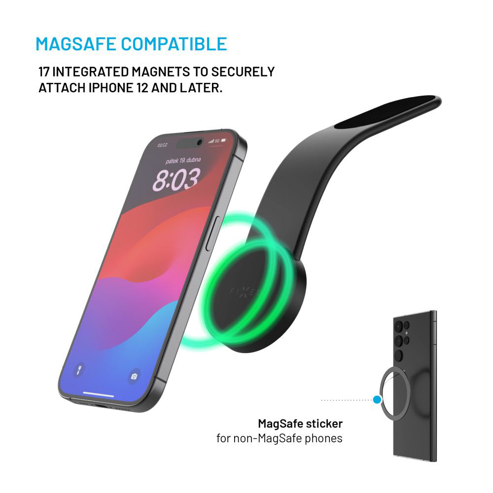 Magnetický držák do auta Fixed Mag Floppy, Univerzální, Černý