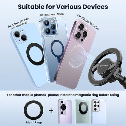 Magnetický držák do auta Techsuit S12, Univerzální, Černý