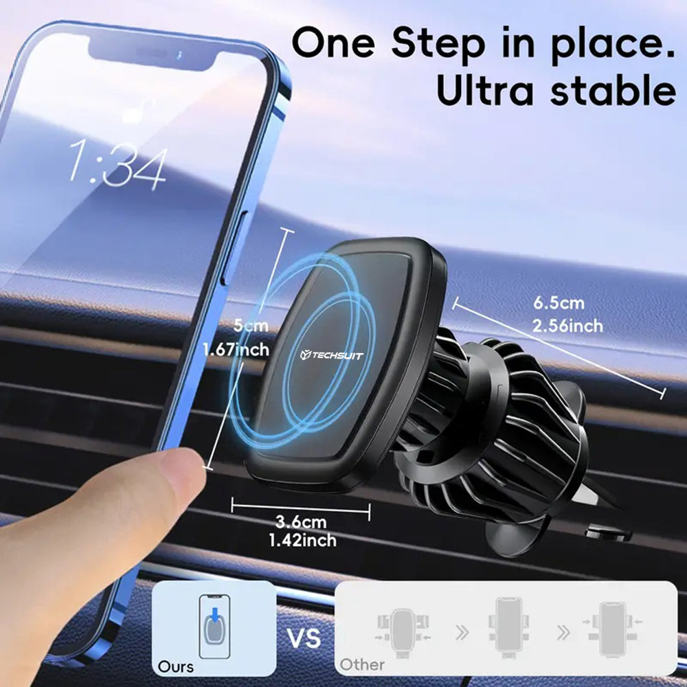 Magnetický držák do auta Techsuit S2, Univerzální, Černý