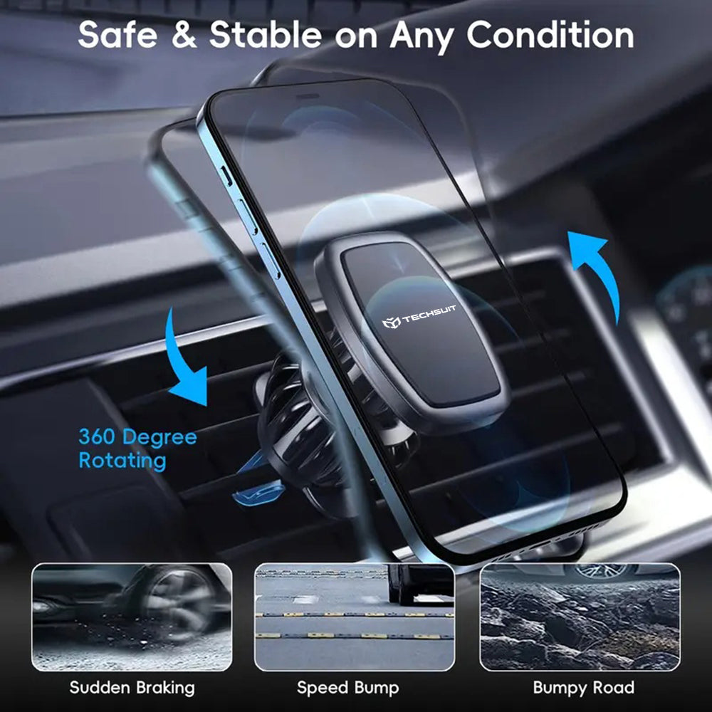 Magnetický držák do auta Techsuit S2, Univerzální, Černý