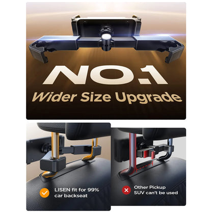 Držák na opěrku hlavy Lisen pro telefon / tablet, 4,7 palce - 12,9 palce, černý YL0221030002